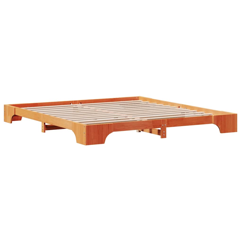 Bettrahmen Wachsbraun 180 x 200 cm Massives Kiefernholz