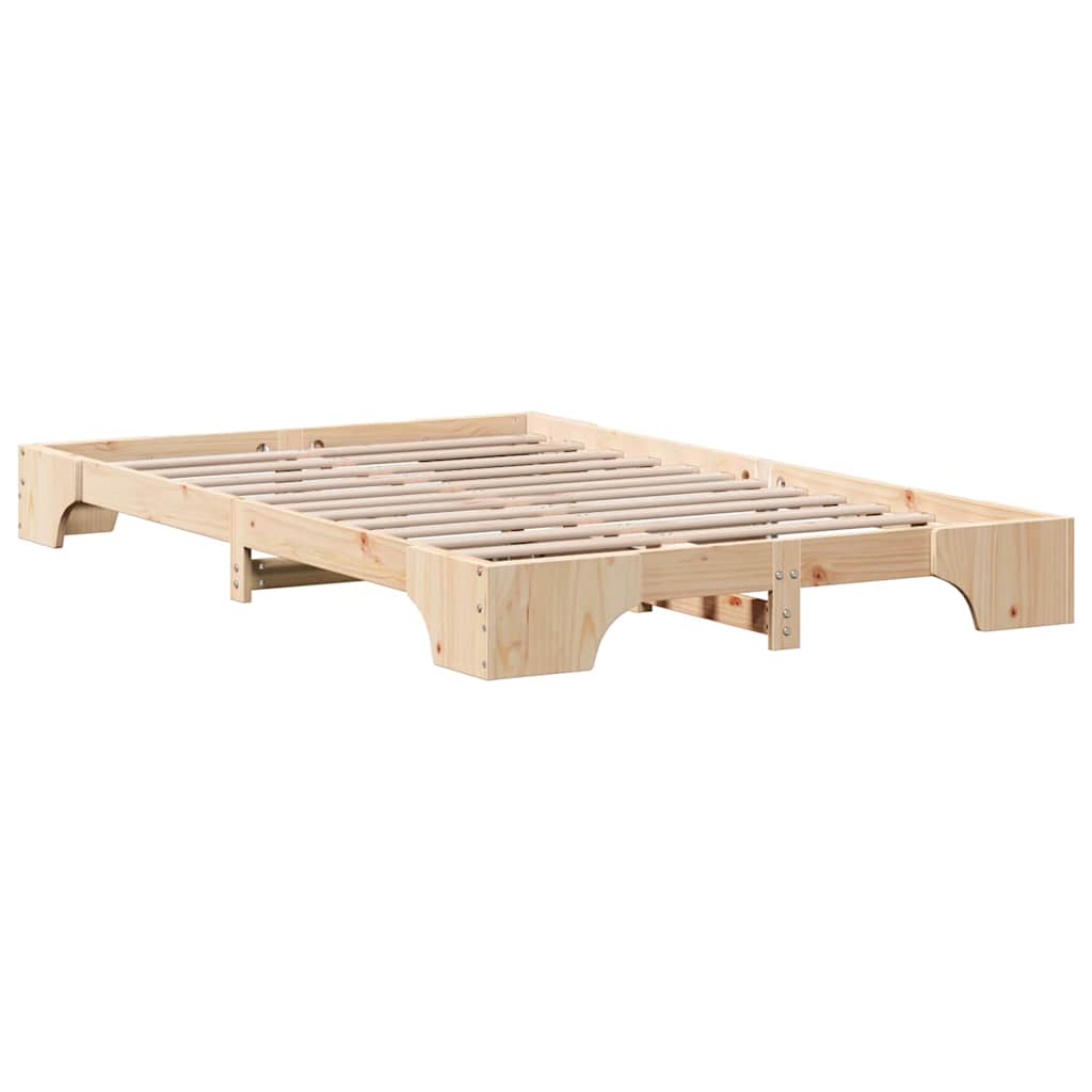 Bettrahmen Natur 140 x 190 cm Massives Kiefernholz
