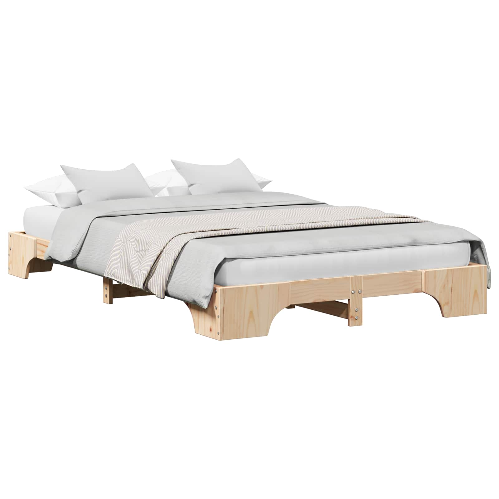Bettrahmen Natur 135 x 190 cm Massives Kiefernholz