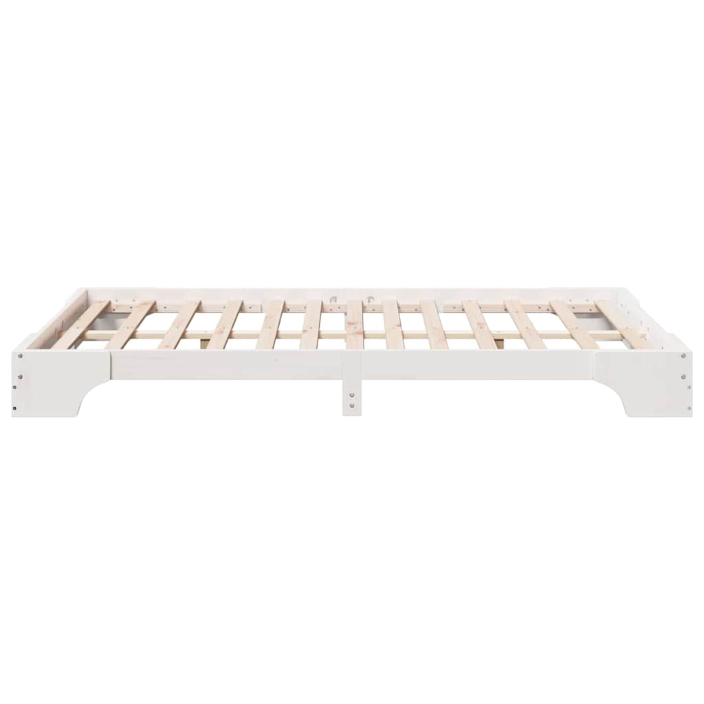 Bettrahmen Weiß 135 x 190 cm Massives Kiefernholz