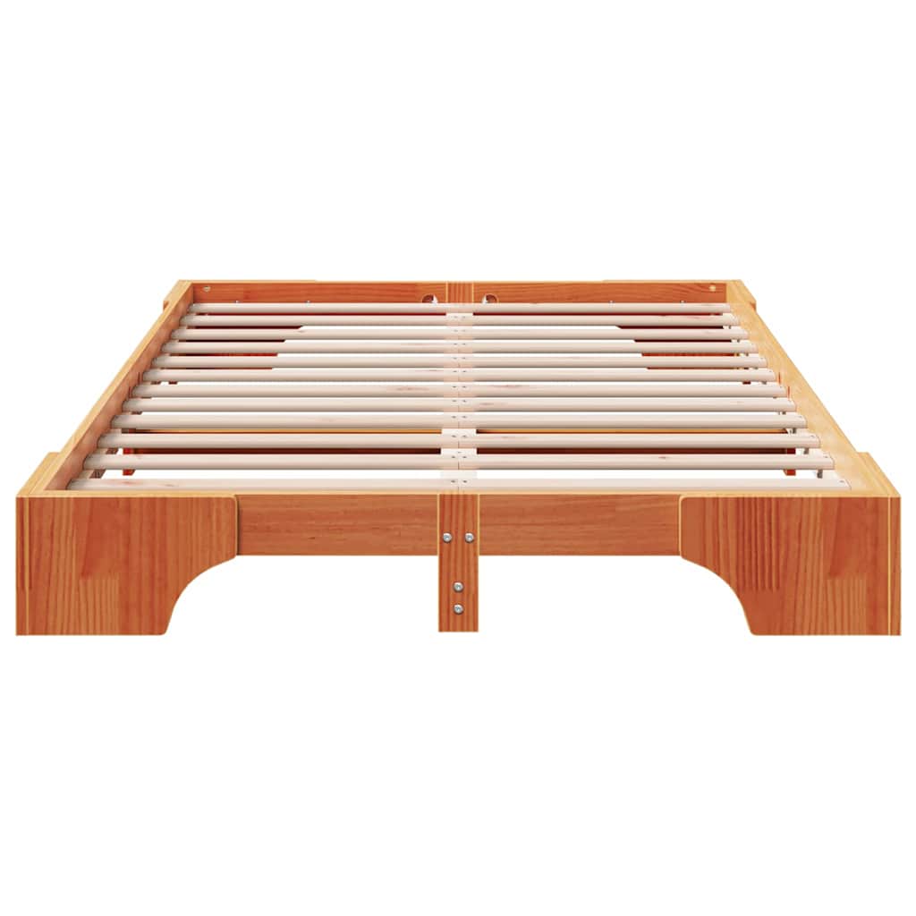 Bettrahmen Wachsbraun 135 x 190 cm Massives Kiefernholz