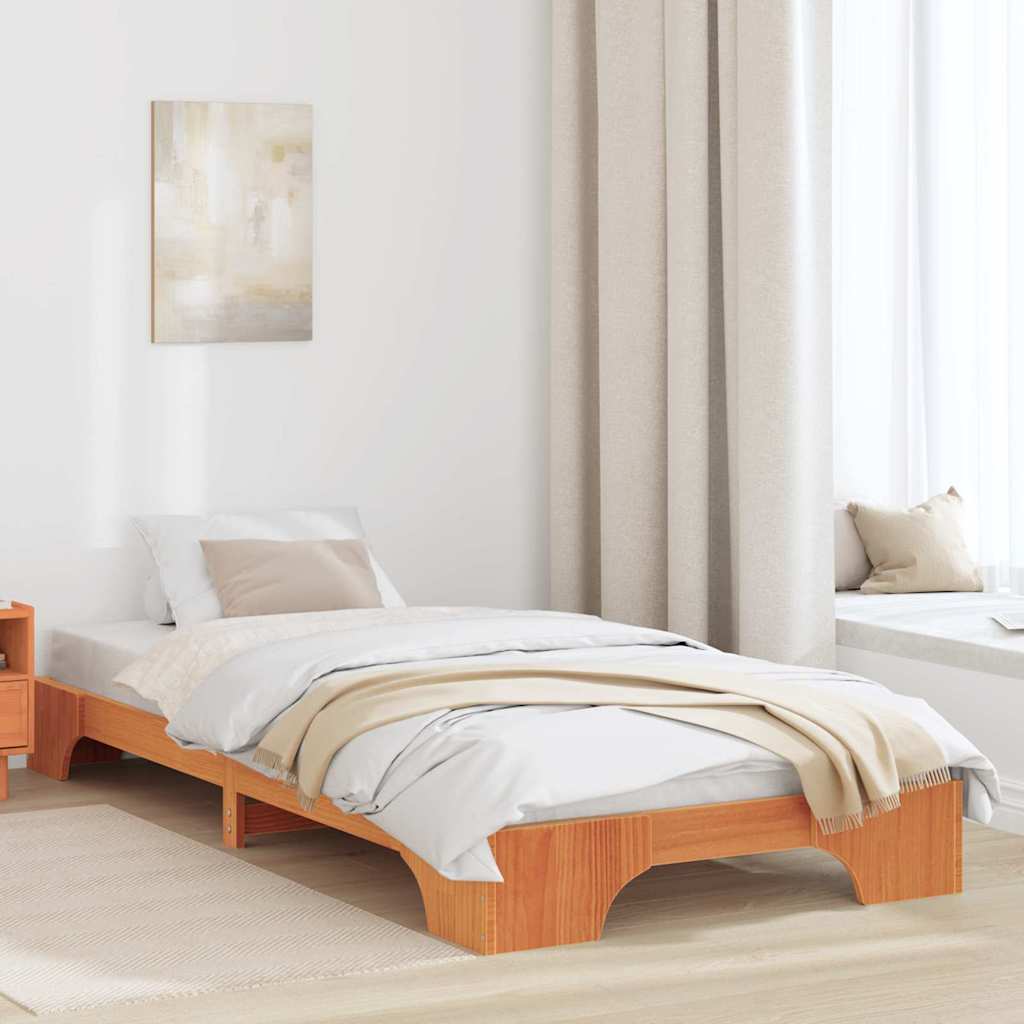 Bettrahmen Wachsbraun 90 x 200 cm Massives Kiefernholz