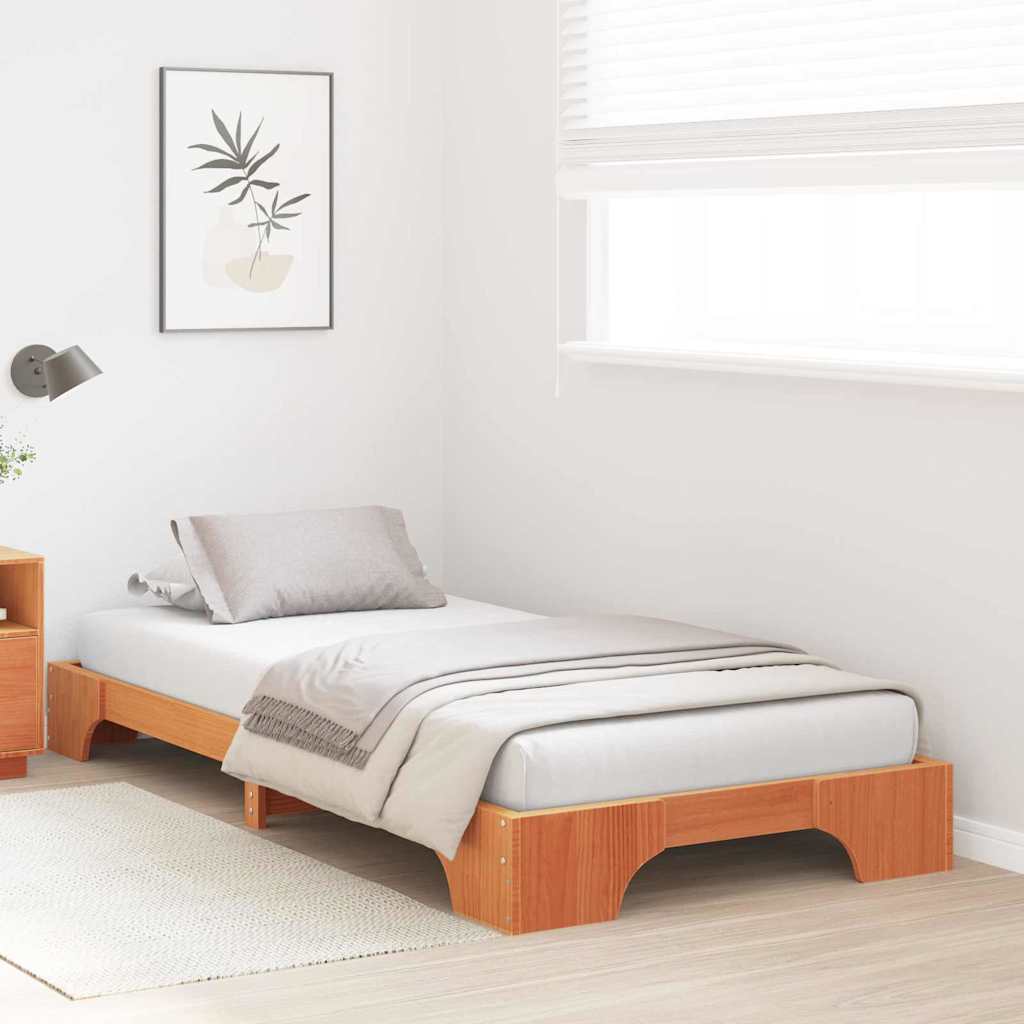 Bettrahmen Wachsbraun 90 x 190 cm Massives Kiefernholz