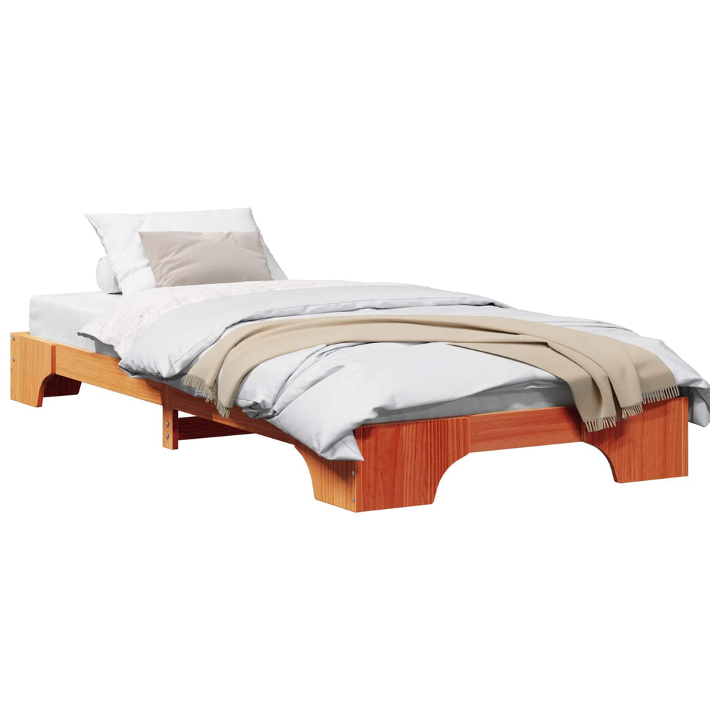 Bettrahmen Wachsbraun 75 x 190 cm Massives Kiefernholz
