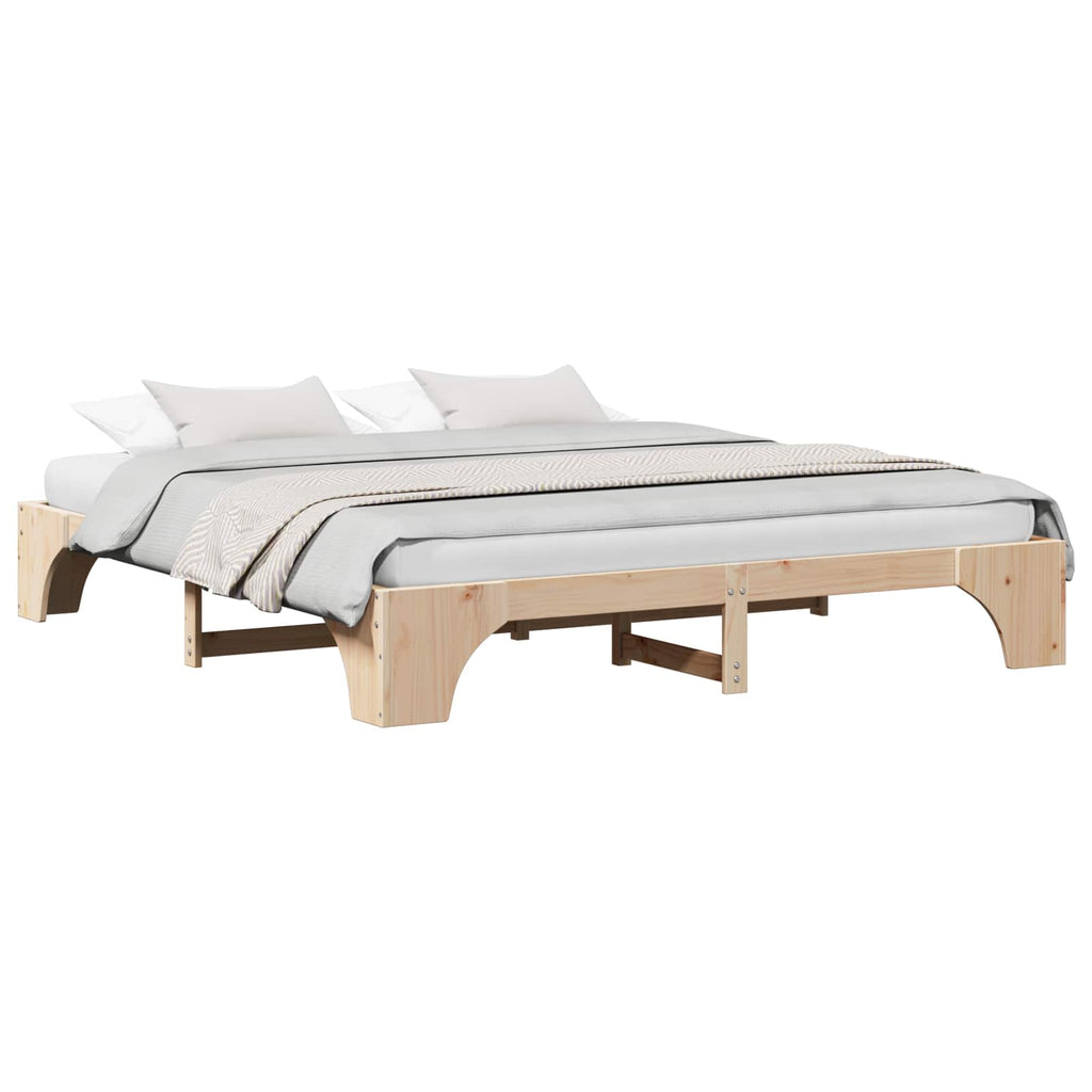 Bettrahmen Natur 200 x 200 cm Massives Kiefernholz