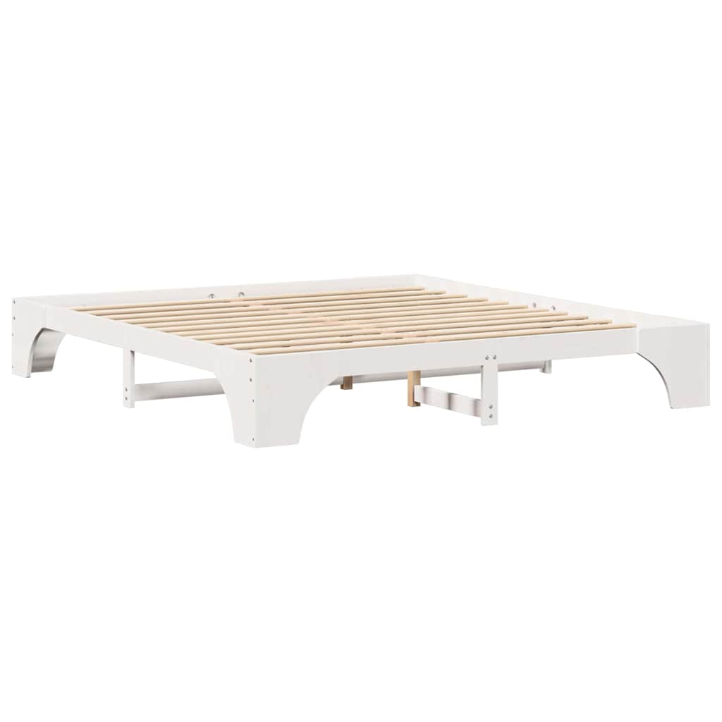 Bettrahmen Weiß 200 x 200 cm Massives Kiefernholz