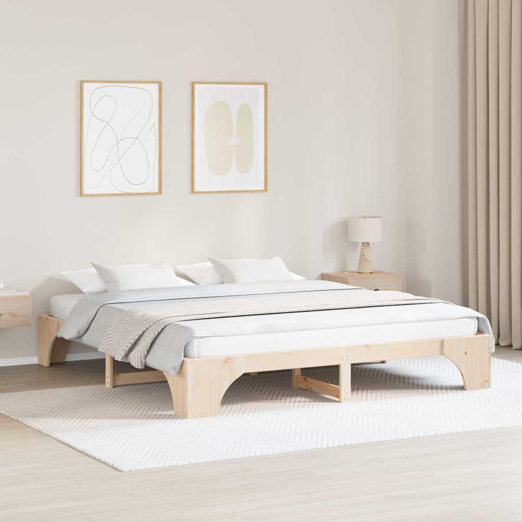 Bettrahmen Natur 180 x 200 cm Massives Kiefernholz