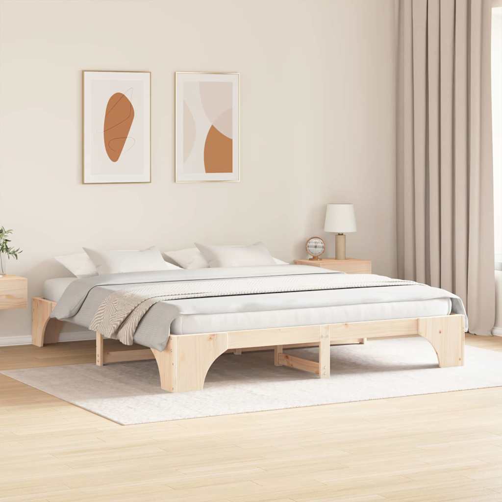 Bettrahmen Natur 180 x 200 cm Massives Kiefernholz