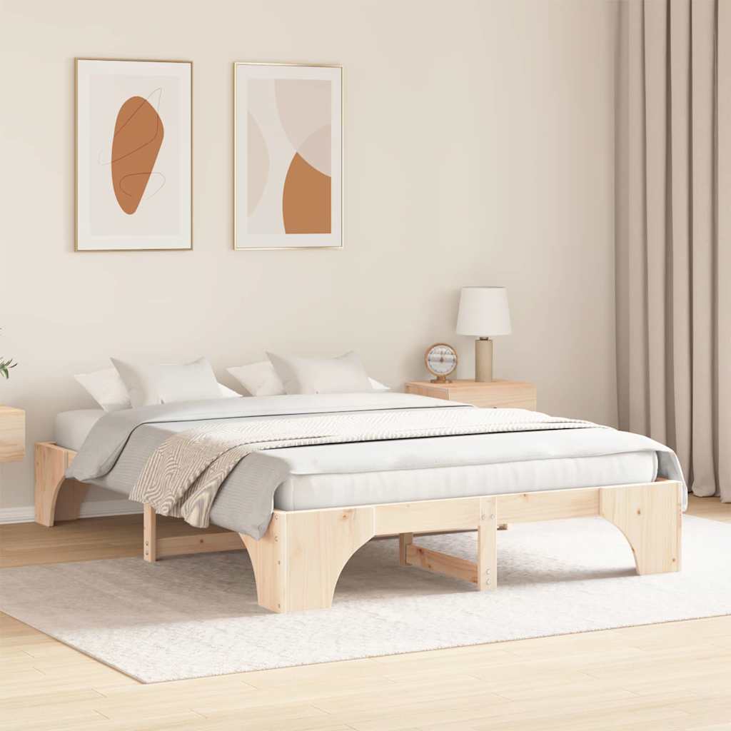 Bettrahmen Natur 160 x 200 cm Massives Kiefernholz