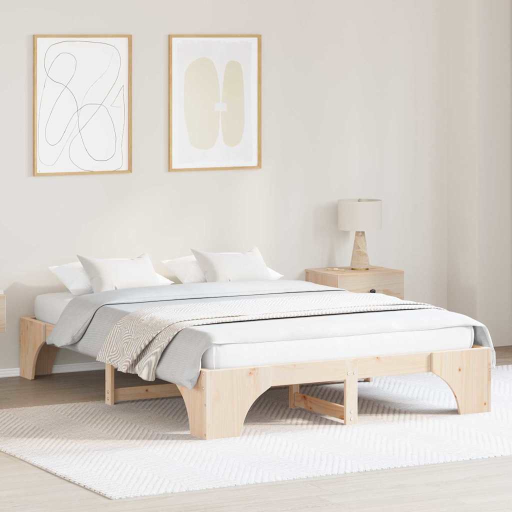 Bettrahmen Natur 140 x 200 cm Massives Kiefernholz