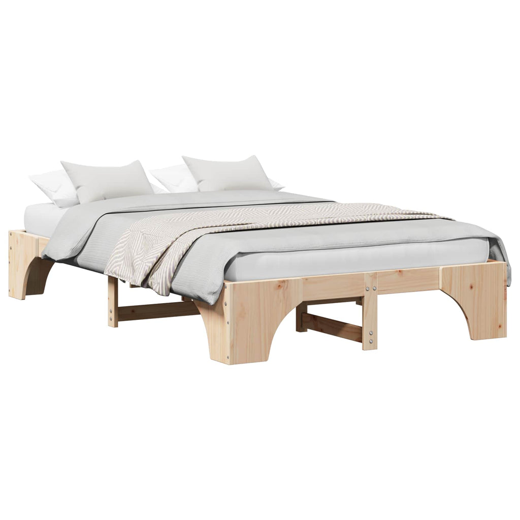 Bettrahmen Natur 140 x 190 cm Massives Kiefernholz