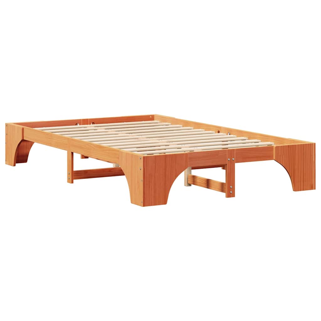 Bettrahmen Wachsbraun 135 x 190 cm Massives Kiefernholz