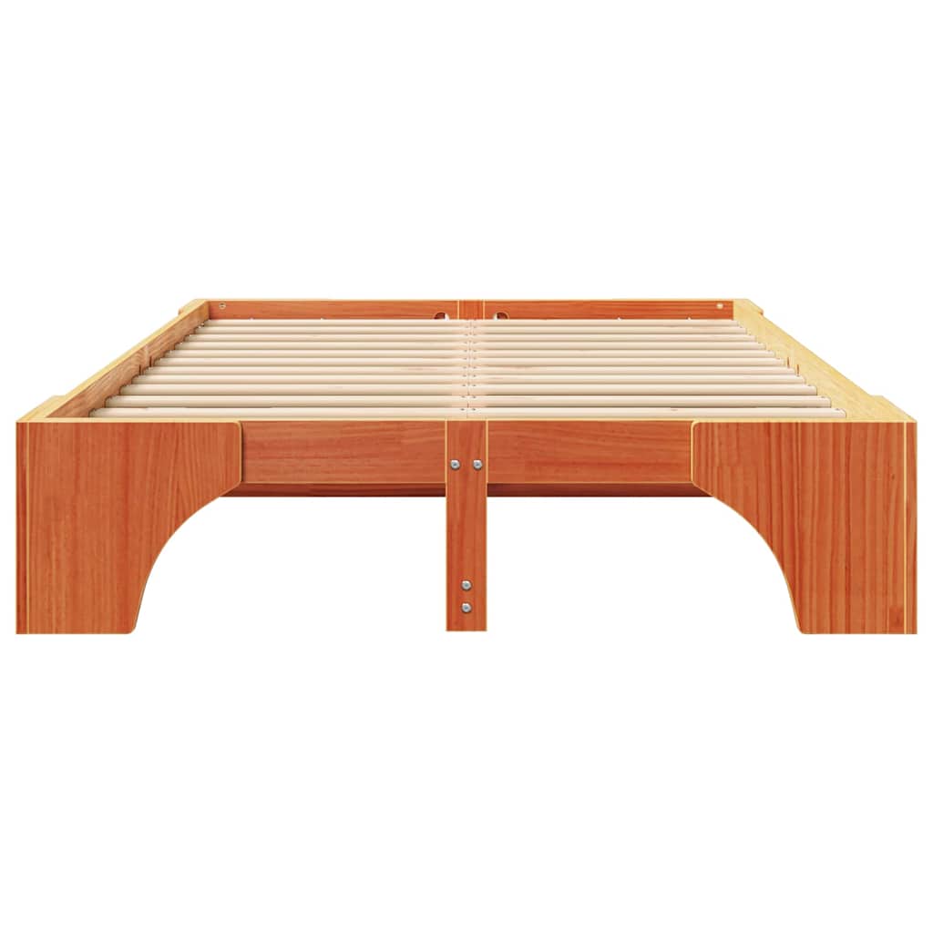 Bettrahmen Wachsbraun 135 x 190 cm Massives Kiefernholz