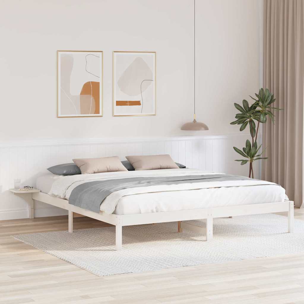 Bettrahmen Weiß 200 x 200 cm Massives Kiefernholz