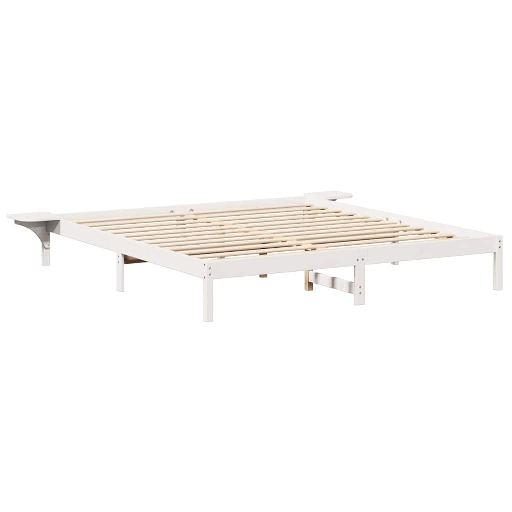 Bettrahmen Weiß 200 x 200 cm Massives Kiefernholz