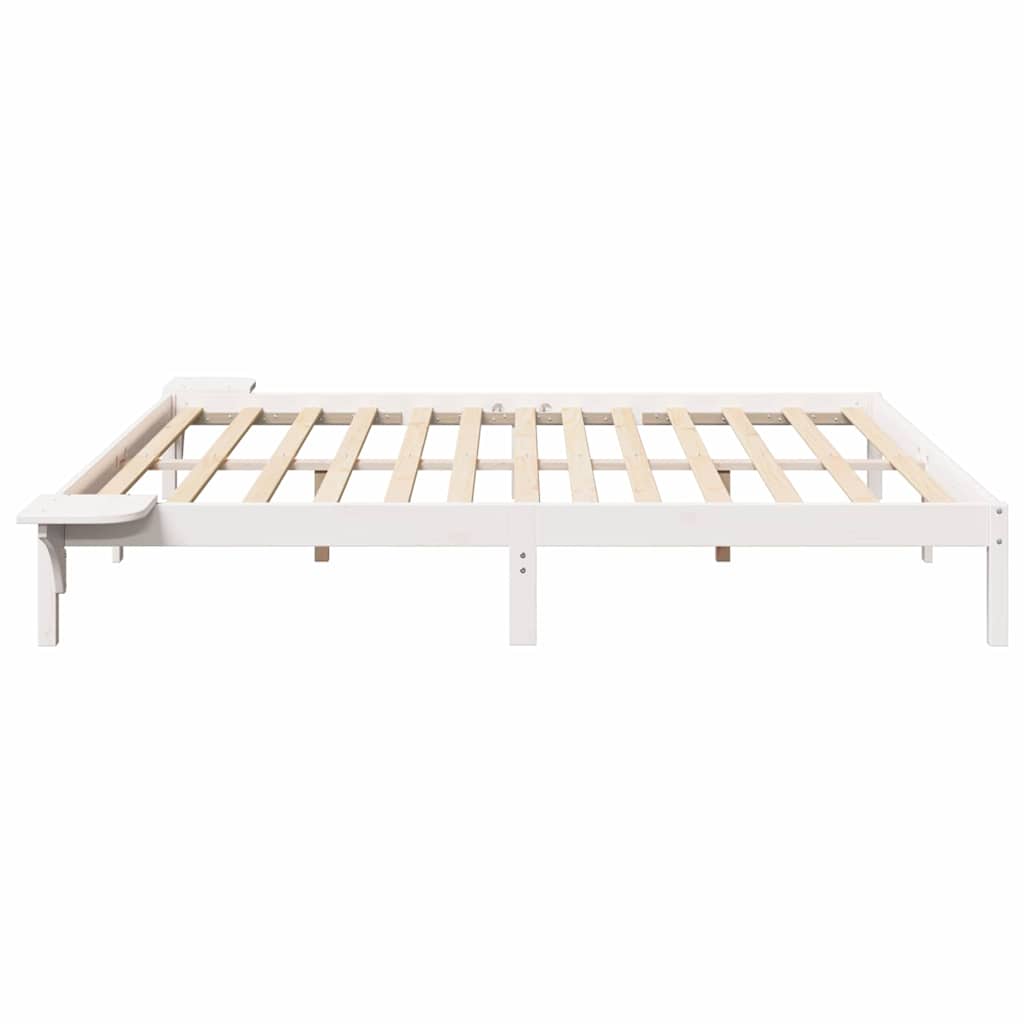 Bettrahmen Weiß 200 x 200 cm Massives Kiefernholz