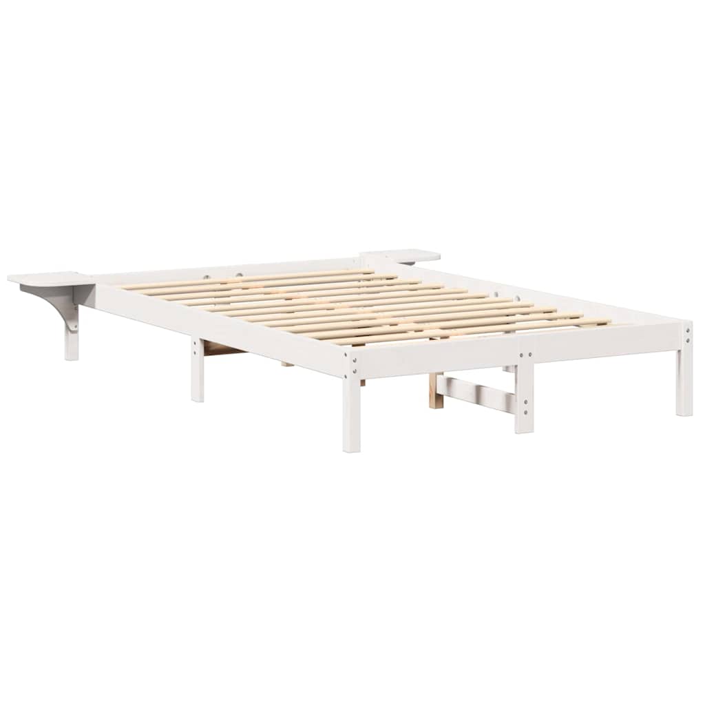 Bettrahmen Weiß 140 x 190 cm Massives Kiefernholz