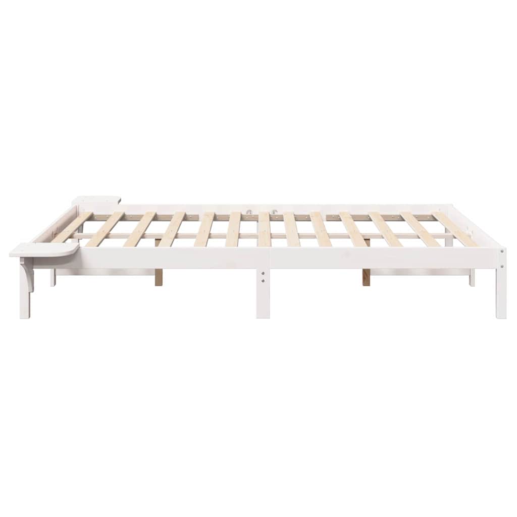 Bettrahmen Weiß 140 x 190 cm Massives Kiefernholz