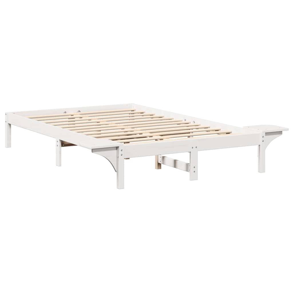 Bettrahmen Weiß 135 x 190 cm Massives Kiefernholz