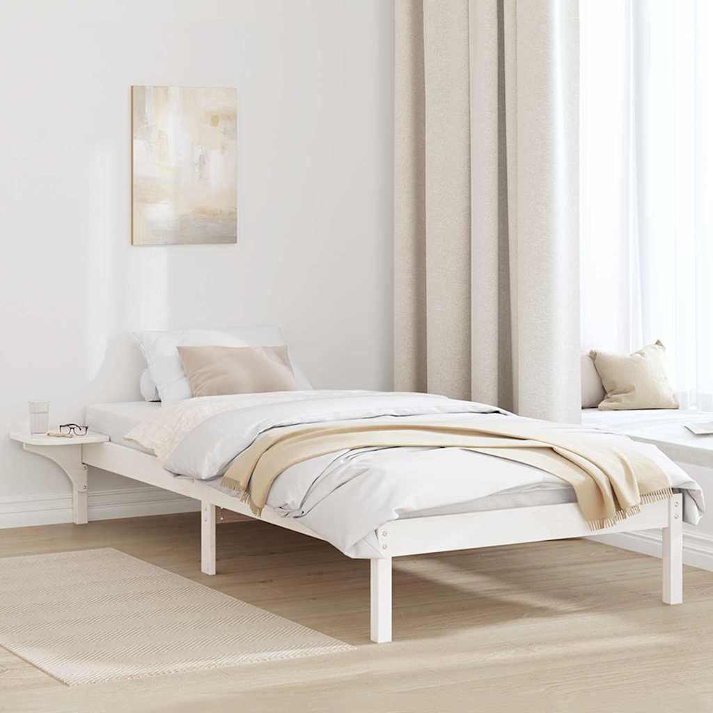 Bettrahmen Weiß 75 x 190 cm Massives Kiefernholz