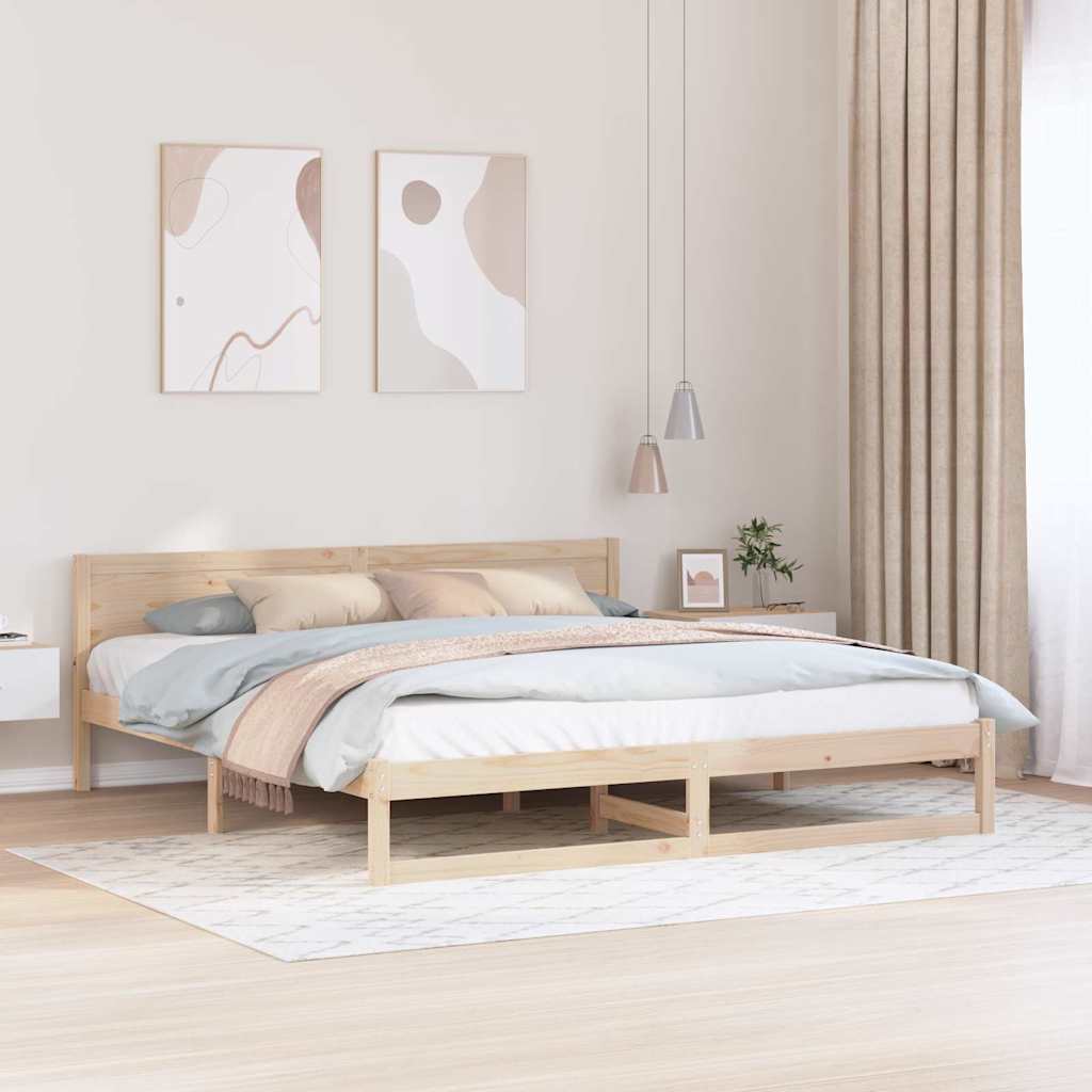 Bettrahmen mit Kopfteil Natur 200 x 200 cm Massives Kiefernholz