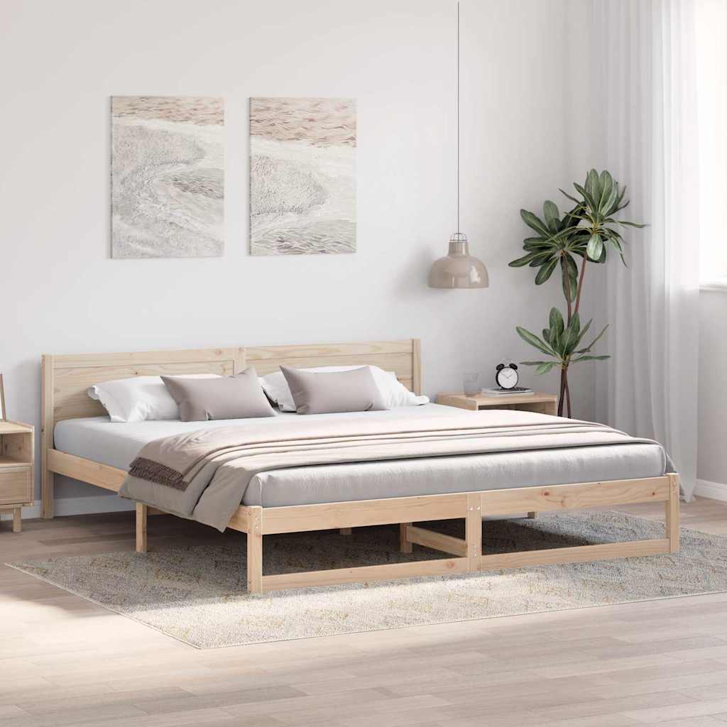 Bettrahmen mit Kopfteil Natur 200 x 200 cm Massives Kiefernholz