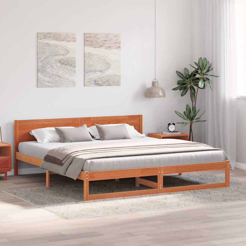Bettrahmen Wachsbraun 200 x 200 cm Massives Kiefernholz