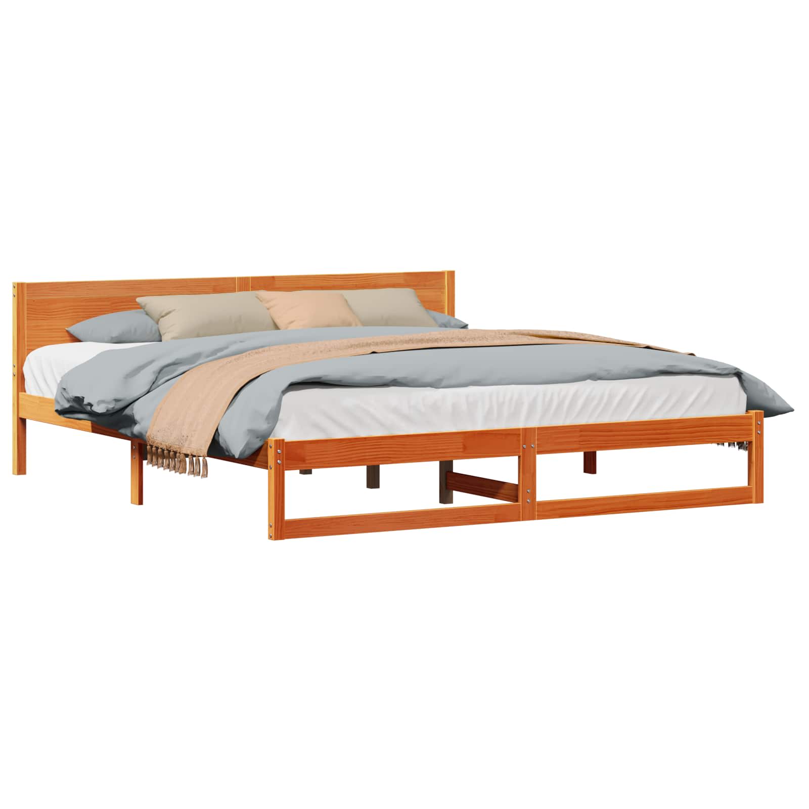 Bettrahmen Wachsbraun 200 x 200 cm Massives Kiefernholz