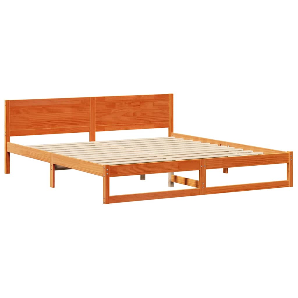 Bettrahmen Wachsbraun 200 x 200 cm Massives Kiefernholz