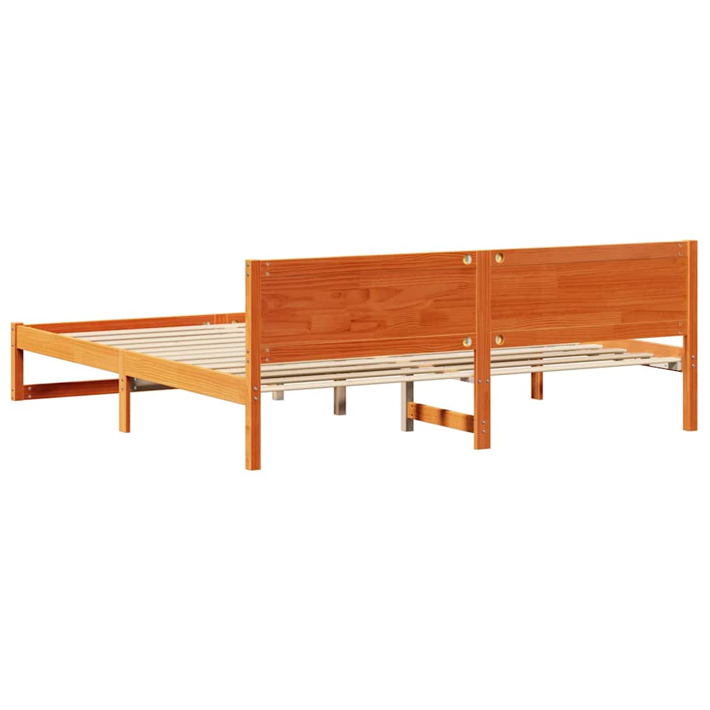 Bettrahmen Wachsbraun 200 x 200 cm Massives Kiefernholz