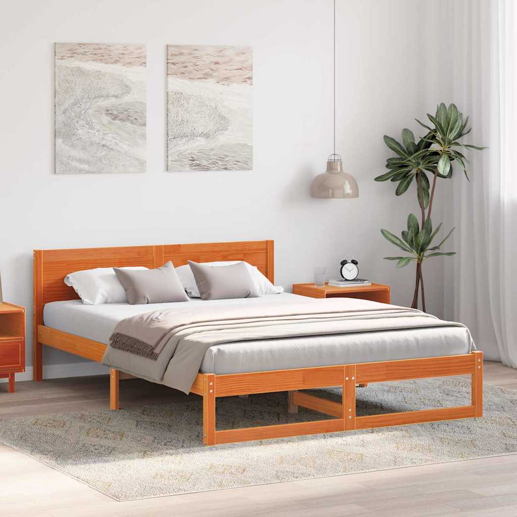 Bettrahmen Wachsbraun 160 x 200 cm Massives Kiefernholz