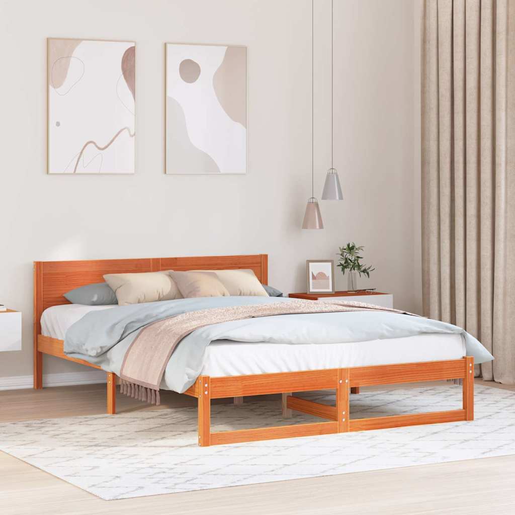 Bettrahmen Wachsbraun 140 x 200 cm Massives Kiefernholz