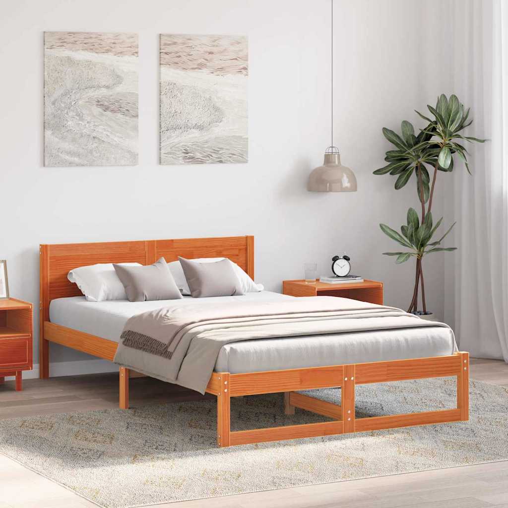 Bettrahmen Wachsbraun 120 x 200 cm Massives Kiefernholz