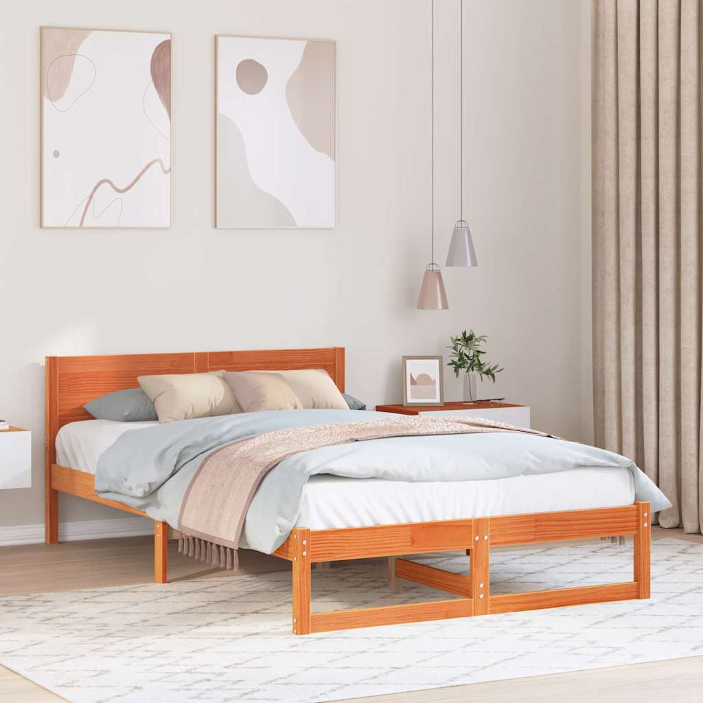 Bettrahmen Wachsbraun 140 x 190 cm Massives Kiefernholz