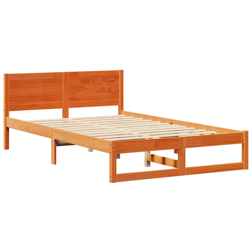 Bettrahmen Wachsbraun 140 x 190 cm Massives Kiefernholz