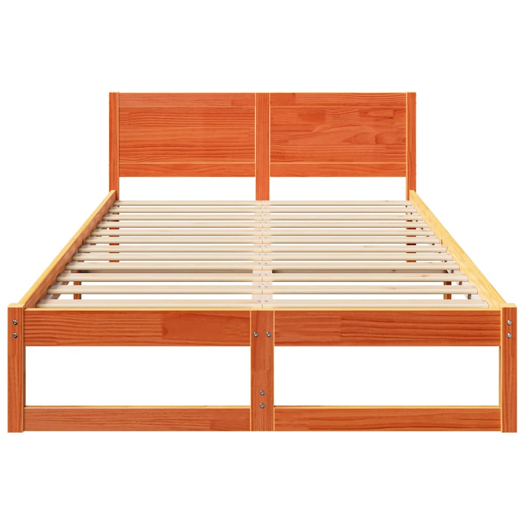 Bettrahmen Wachsbraun 140 x 190 cm Massives Kiefernholz