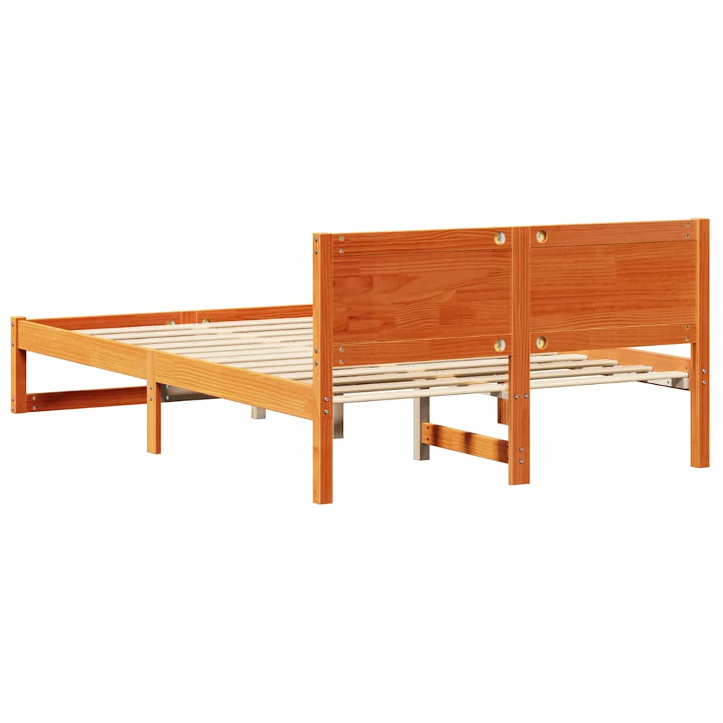 Bettrahmen Wachsbraun 135 x 190 cm Massives Kiefernholz