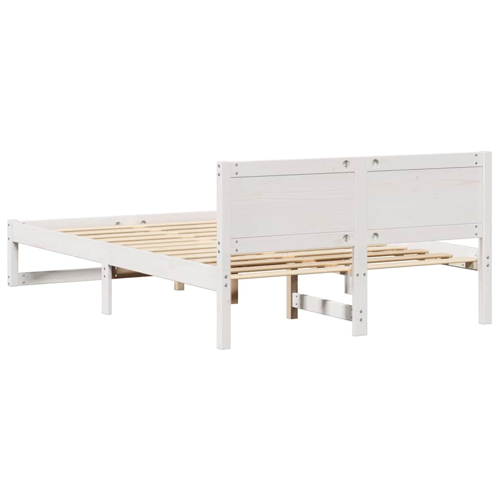 Bettrahmen mit Kopfteil Weiß 120 x 190 cm Massives Kiefernholz