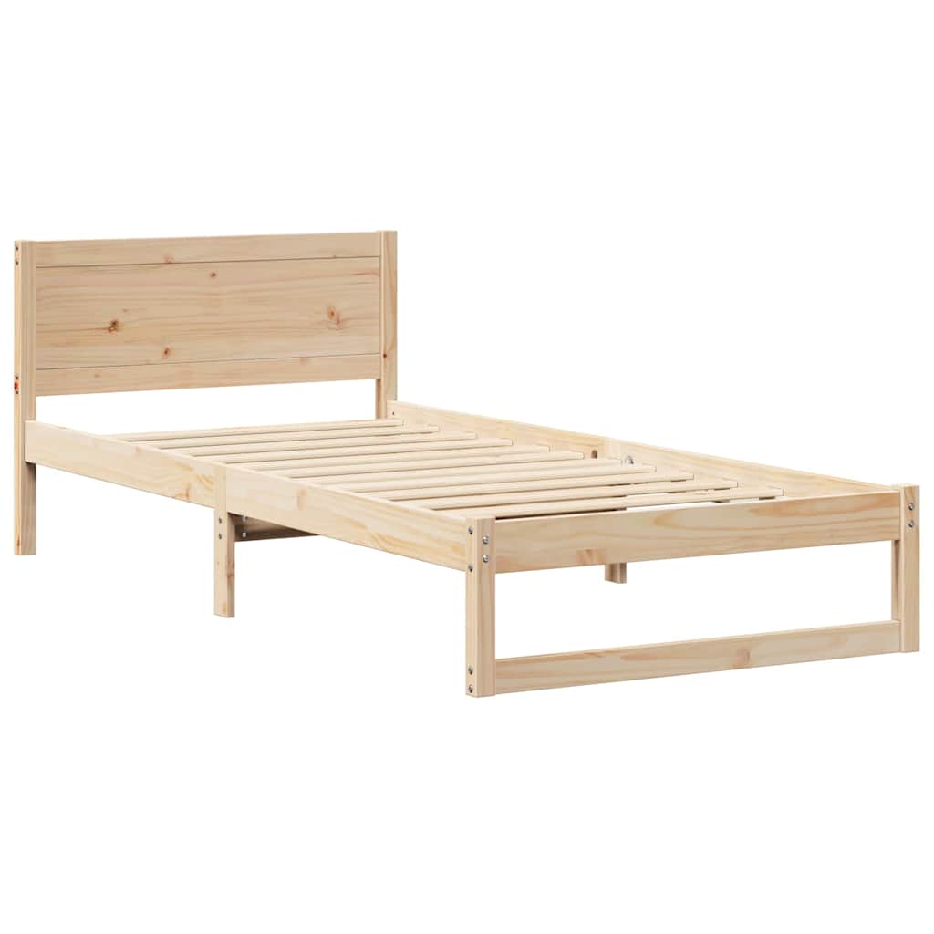 Bettrahmen mit Kopfteil Natur 100 x 200 cm Massives Kiefernholz