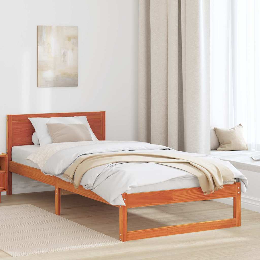 Bettrahmen Wachsbraun 90 x 200 cm Massives Kiefernholz
