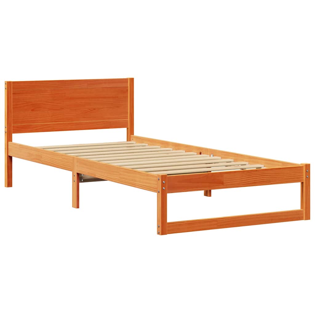 Bettrahmen Wachsbraun 90 x 200 cm Massives Kiefernholz