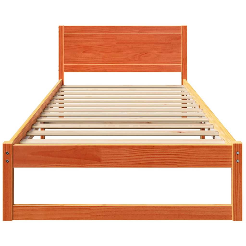 Bettrahmen Wachsbraun 90 x 190 cm Massives Kiefernholz