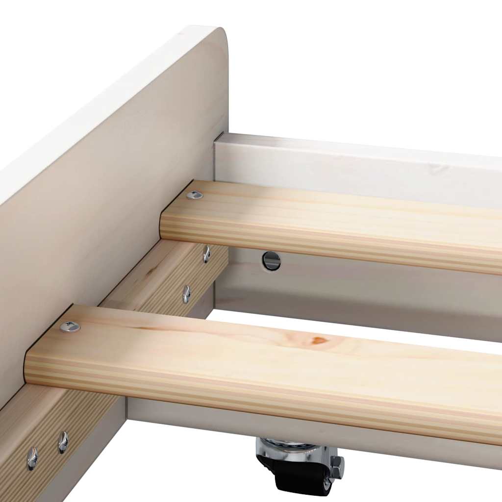Bettrahmen Weiß 75 x 190 cm Massives Kiefernholz