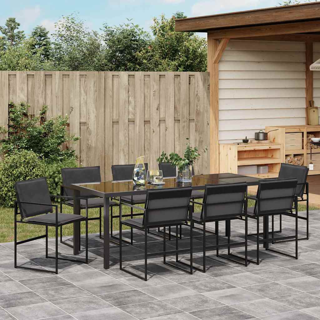 Garten Essgruppe 9 pcs Schwarz 200 x 80 x 73 cm