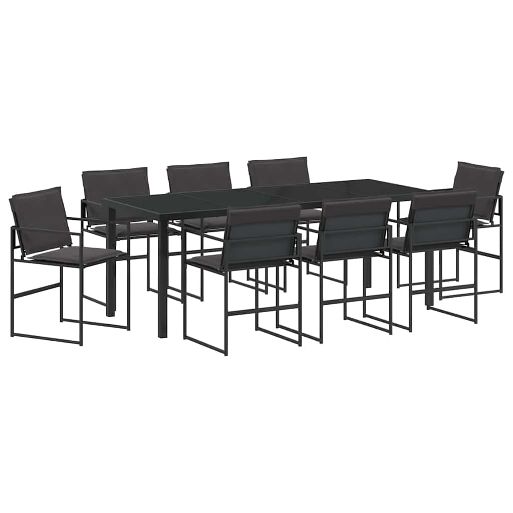 Garten Essgruppe 9 pcs Schwarz 200 x 80 x 73 cm