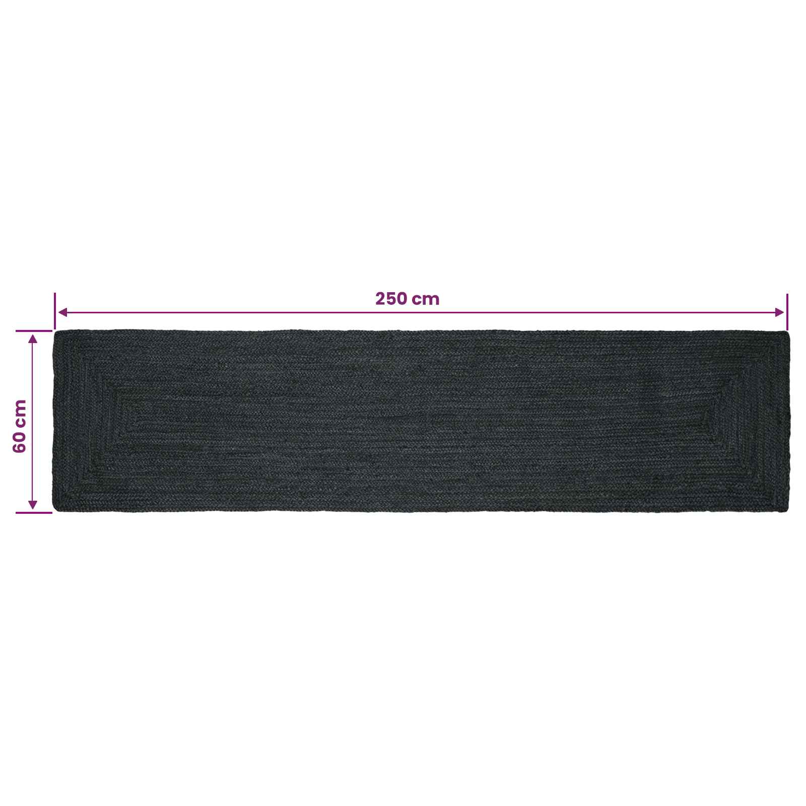 Bereichsteppiche Rechtwinklig Dunkelgrau 60 x 250 cm Jute