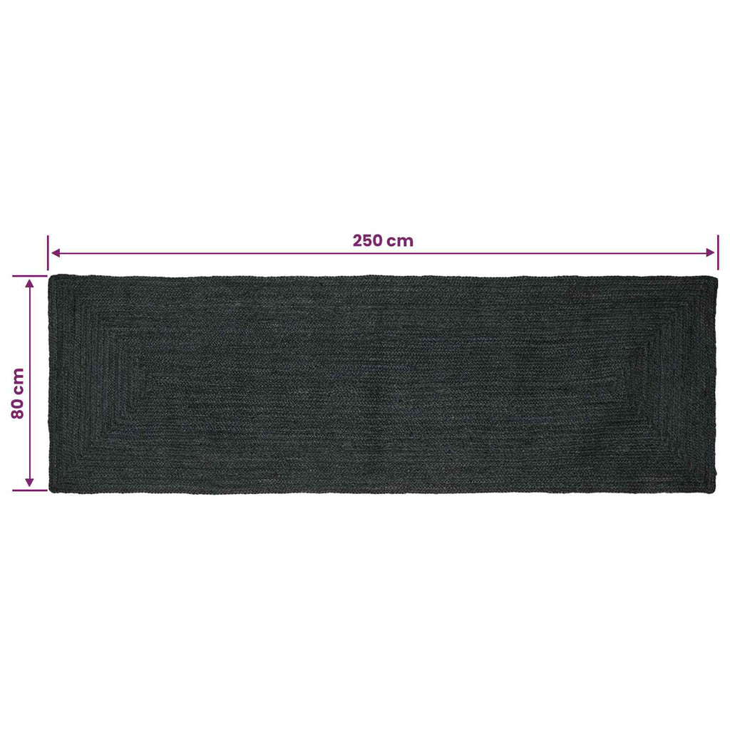 Bereichsteppiche Rechtwinklig Dunkelgrau 80 x 250 cm Jute