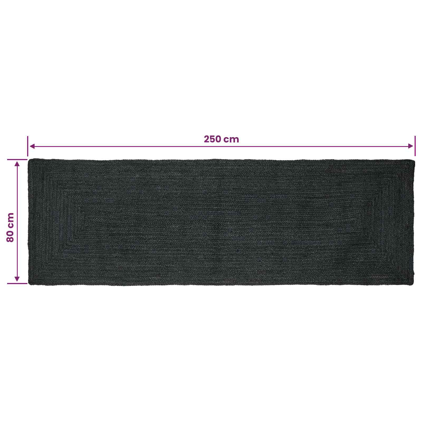 Bereichsteppiche Rechtwinklig Dunkelgrau 80 x 250 cm Jute