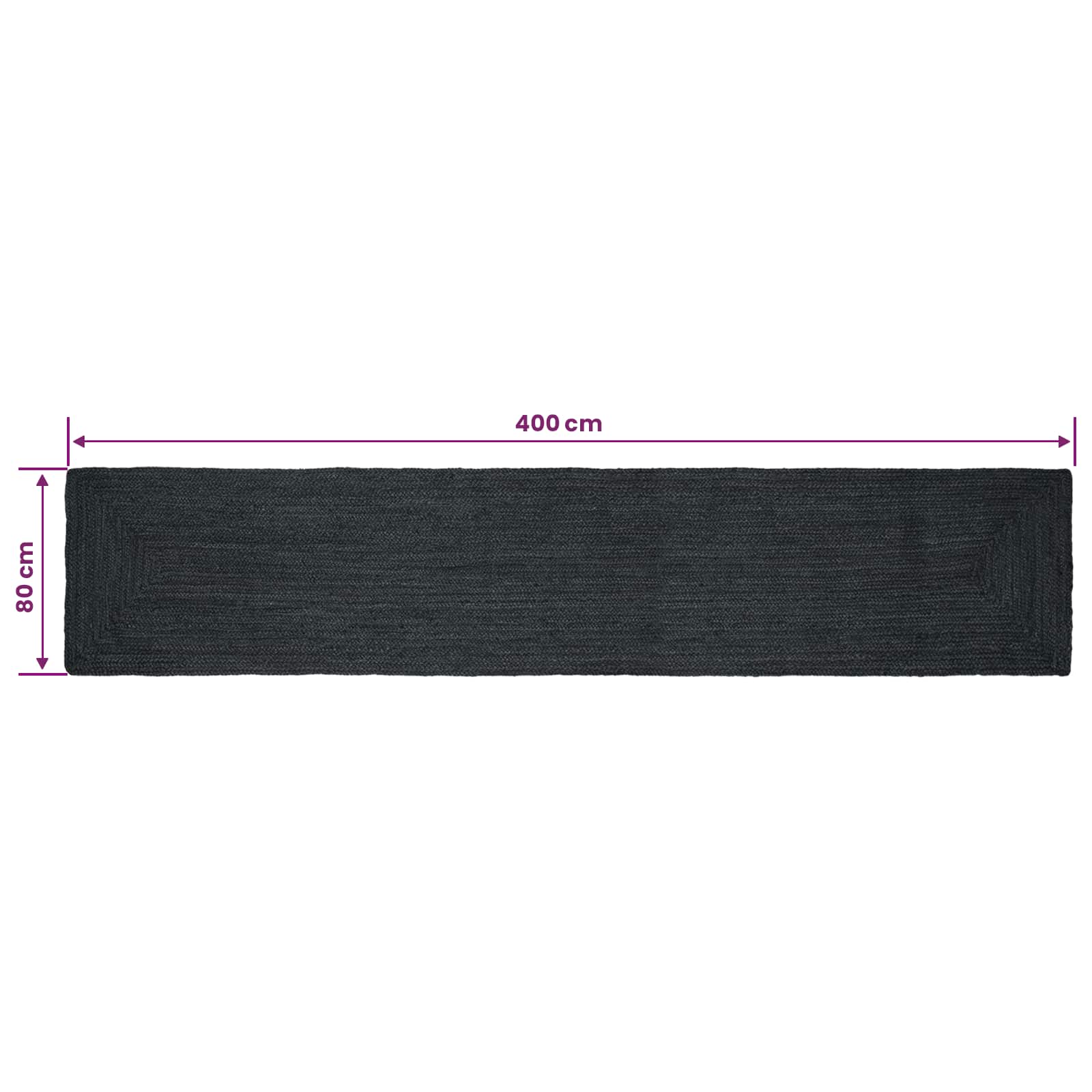 Bereichsteppiche Rechtwinklig Dunkelgrau 80 x 400 cm Jute