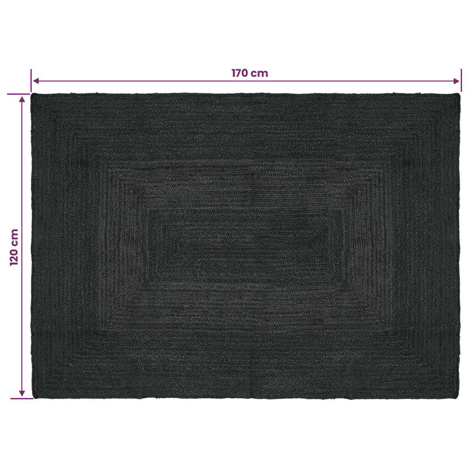 Bereichsteppiche Rechtwinklig Dunkelgrau 120 x 170 cm Jute